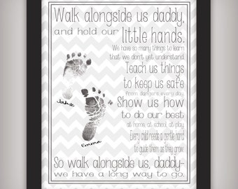 Walk Alongside Us, Daddy - 8x10 Printable Art - INSTANT DOWNLOAD - Personalize with your children's prints - First Father's Day Gift!