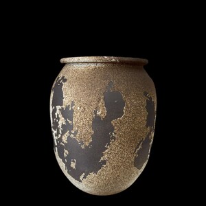 Rustic Brown & Black Ceramic Vase – 9” Tall Artisan Pottery with Speckled Distressed Finish