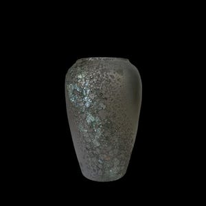 Textured Ceramic Vase: Rustic Modern Aqua Cracked-Glaze Pottery