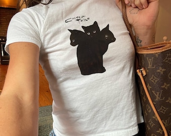Graphic Cocteau Twins Three Headed Cat Baby Tee - Role Model Gift, 90s Trendy Baby Tee, Gift For Her, Match Concert Outfit, Vintage Shirt,