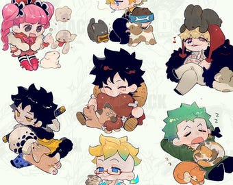 One Piece Acrylic Keychain & Standee with pets chibi style (Perona, Senji, Corazon, Law, Marco)