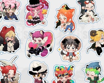 One Piece animal ear characters with spirit animals in chibi style Keychains & Standees