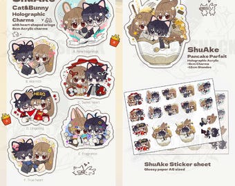 P5 ShuAke Cat&Rabbit Acrylic charms standees set: Amamiya Ren Akechi Goro Kitten bunny