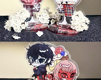 P5 ShuAke dessert cup Acrylic standees: Amamiya Ren, Goro Akechi