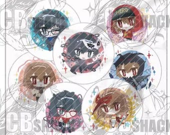 P5 ShuAke Acrylic round chips & Stickers pack Amamiya Ren Akechi Goro Chibi