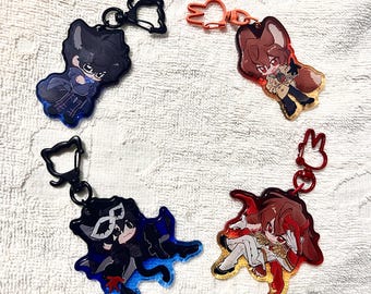 P5 ShuAke keychains & postcards set: cat and bunny, wolf and fox