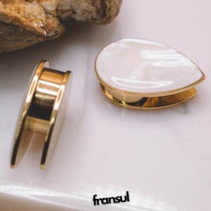 Irregular Shape Plugs | Double Flare Ear Plugs | Stretched Lobe Jewelry | Elegant Saddle Plug Earrings | Unique Design
