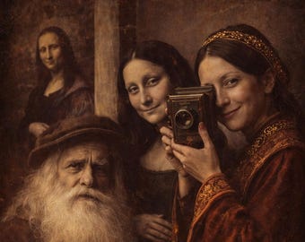 Tijdloos trio met camera | Digitale png