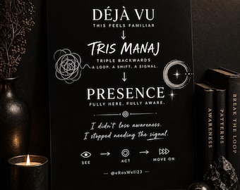 Scrollstradamus: déjà vu → aanwezigheid | Zwarte esthetische digitale download | Scroll voor bewustzijn en patroonherkenning
