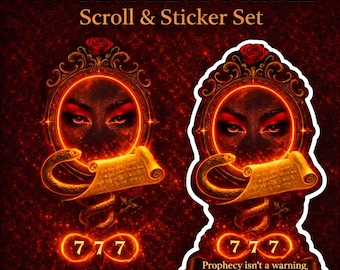 777 Prophecy Mirror Scroll – digitaal dubbelpakket downloaden | Visual Flamekeeper (2PNG's)