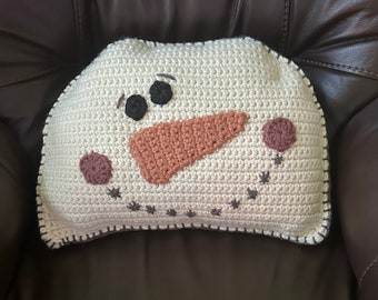 Snowman Pillow, Hand Crochet