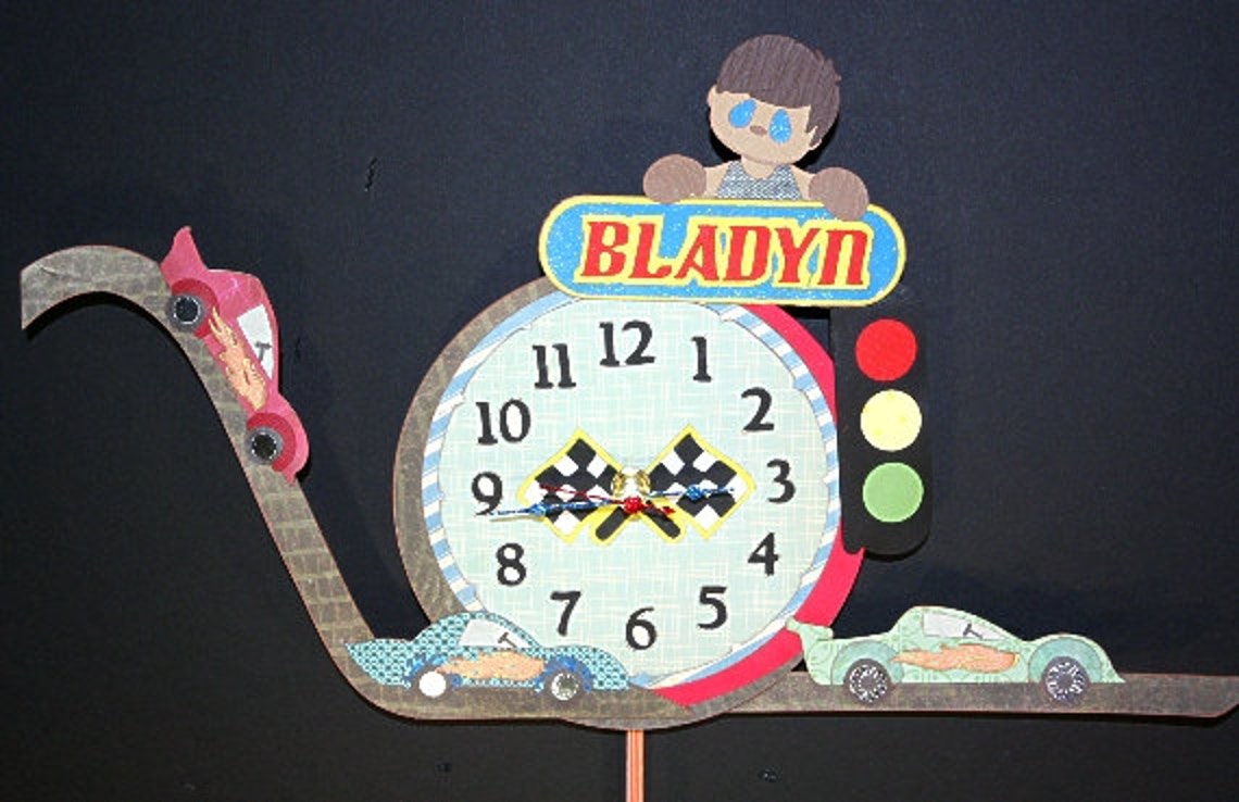 Race Car Pendulum Wall Clock Etsy