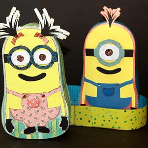 Minion, Niña y Niño, Tarjeta y Caja, Kit de Archivos de Corte SVG