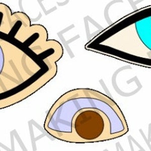 Eyes, 2 Individual and 1 Set, SVG Cutting File Kit