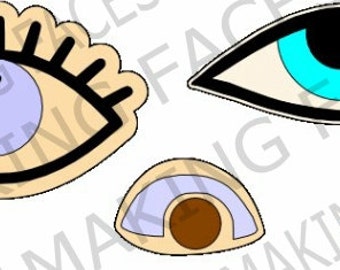 Eyes, 2 Individual and 1 Set, SVG Cutting File Kit