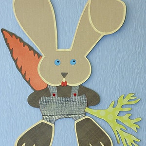 Lapin de Pâques coupable cachant une carotte, SVG coupe File Kit