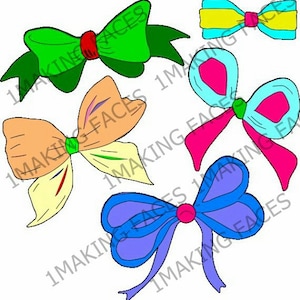 5 Beautiful Ribbon Bows, SVG Cutting File Kit image 1