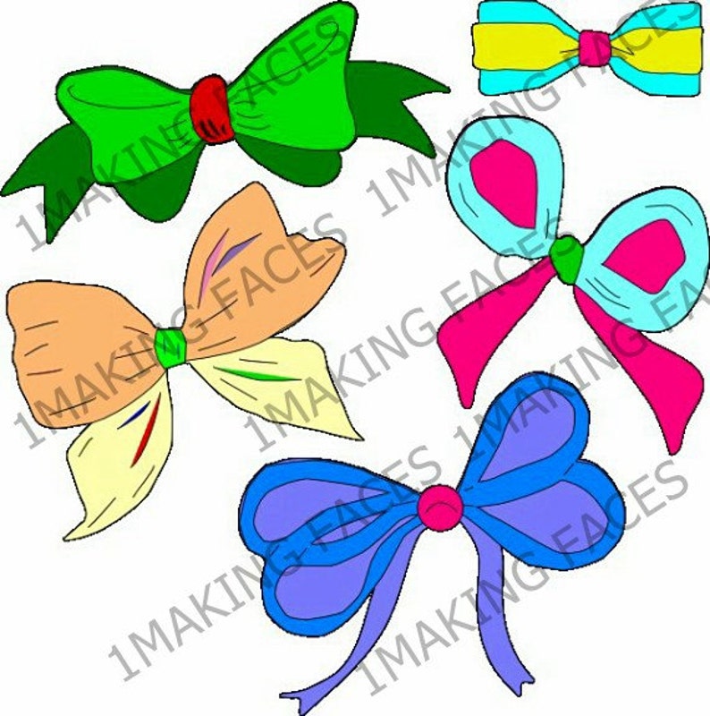 5 Beautiful Ribbon Bows, SVG Cutting File Kit image 1