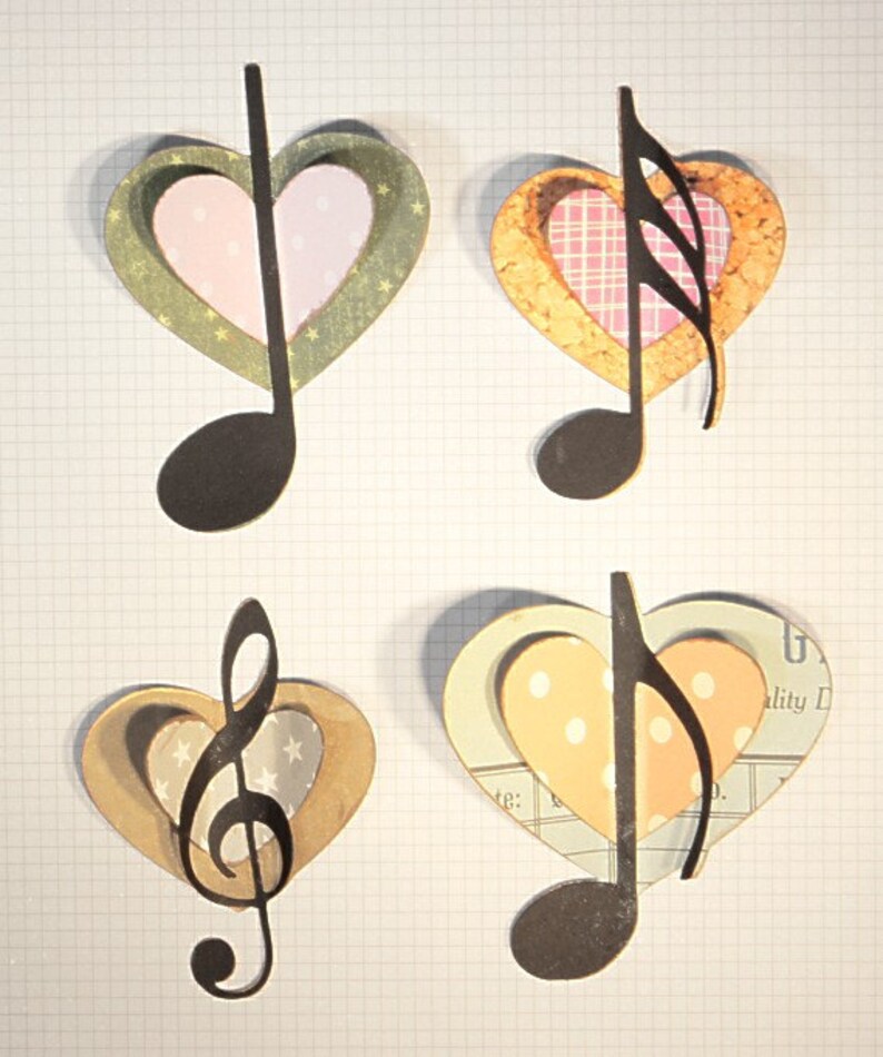 Download 4 Love Heart Musical Notes SVG Cutting Files Kit | Etsy