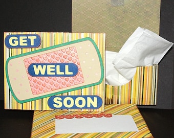 Get Well Soon, Purse Size Tissue Holder and Card, SVG File