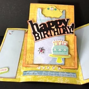 Happy Birthday Gate-Fold Pedestal Gift Card Holder Card, SVG & DS Compatible