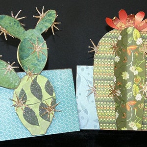 Deux cartes de Cactus 3D, Kit de fichier SVG coupe