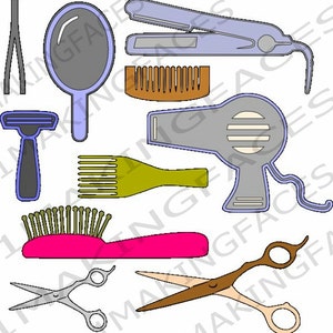 Watercolor hair dryers, scissors and comb Stock Vector by ©Vasilek 71443553