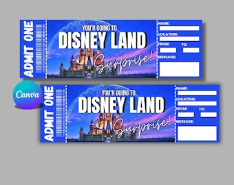 Printable Disneyland Surprise  Custom Boarding Pass | Editable Canva Ticket | Disneyland  DisneyWorld Ticket