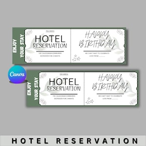 Editable Hotel Stay Ticket: Surprise Vacation Reveal (Digital Download, Canva Template)