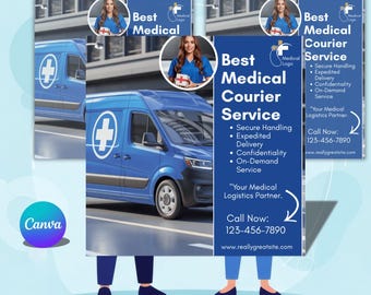 Medical Courier Service Flyer, Diy Medical Flyer, Service Flyer,  Healthcare Delivery Flyer, Pharmacy, Business Flyer, Editable Template