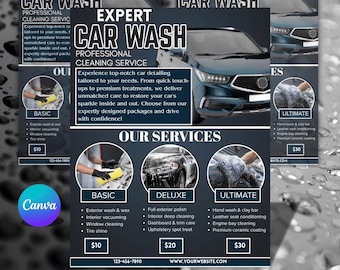 Car Wash Flyer, Editable Car Service Flyer, Car Detailing Flyer, Car Cleaning Template, Auto Maintenance Flyer, Business Event Flyer