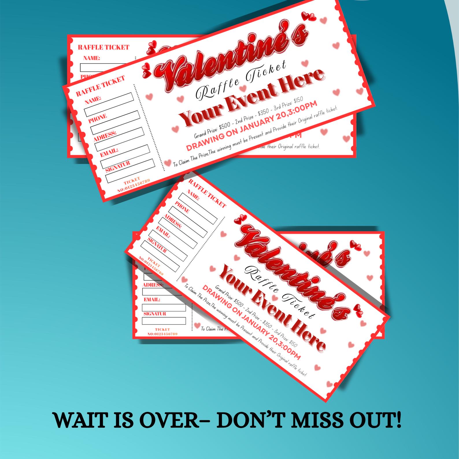 Valentine Raffle Creation Editable Valentine Raffle Ticket Template, Editable Love Coupon Tickets ...
