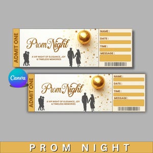 High School Senior & Masquerade Party Invite | Printable Prom Ticket | Elegant Prom Night Ticket Template