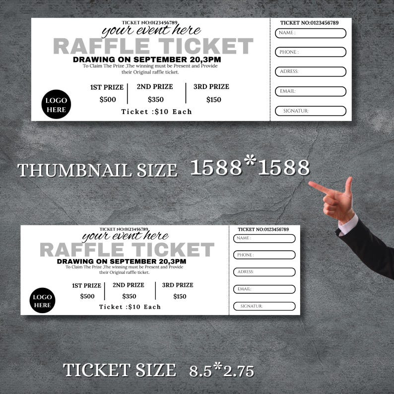 Editable Raffle Ticket Template: DIY Printable Fundraiser Design ...