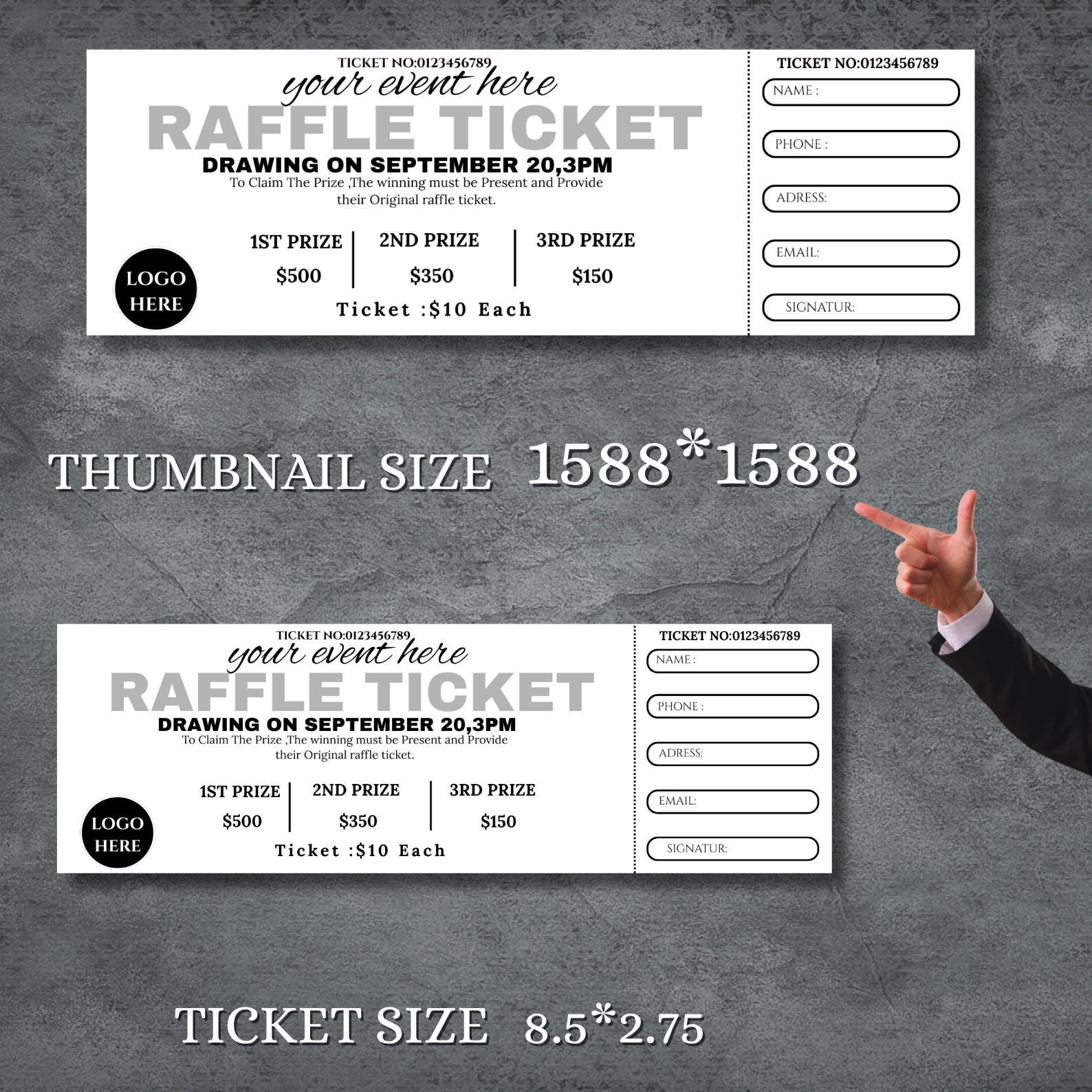 Editable Raffle Ticket Template: DIY Printable Fundraiser Design ...