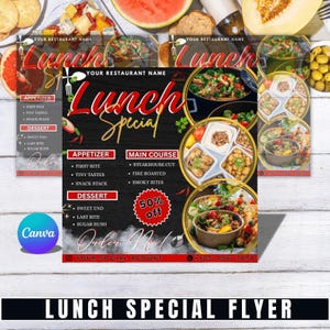 Lunch Special Flyer | Editable Lunch Menu Flyer & Printable Restaurant Flyer Templates for Catering Events, Christmas Lunch Promotions