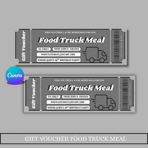 Editable Food Truck Ticket Template: Printable Meal Voucher (Digital Download)