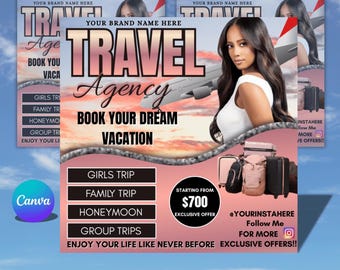 Travel Agent Flyer | Customizable Travel Flyer Templates & Printable Travel Agent Design Bundle for Holiday Promotions and  Marketing