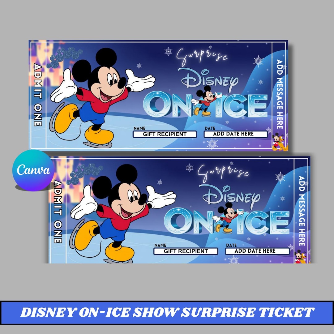 Disney on Ice Surprise Ticket Template Editable Event Ticket Gift