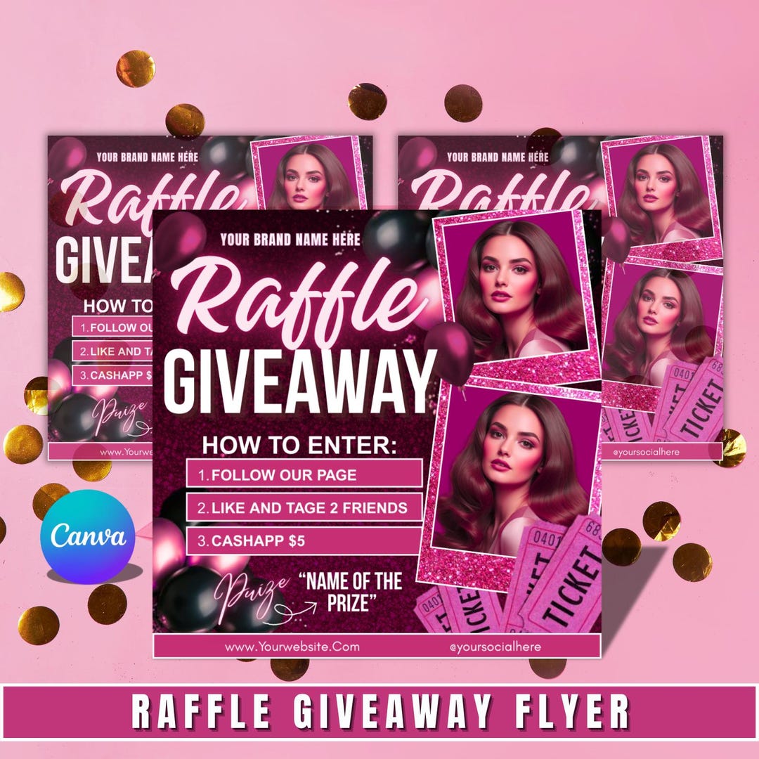 Raffle Flyer Canva Template, Editable Giveaway Flyer, Charistmas ...