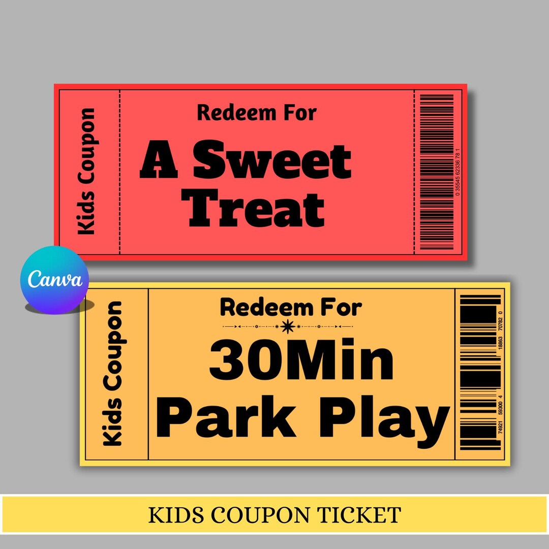 Kids Coupon Book | Editable Reward Tickets for Good Behavior ...