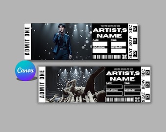 Plantilla de entrada de concierto digital personalizable y editable / Entrada imprimible para eventos, aniversarios y regalos personalizados
