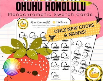 Ohuhu Honolulu 344 Colors (New Codes Only) Monochromatic Organizer Color Swatch Chart (Printable PDF)