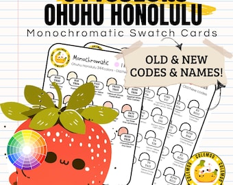 Ohuhu Honolulu 344 Colors (Old/New Codes), Swatch Chart, Organizer (Printable PDF)