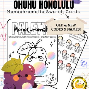 Ohuhu Honolulu 96 Pastel Marker Swatch Chart (Old & New Codes) (Printable PDF)