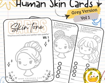 Skin Cards Vol. 1 GREY OUTLINE | Printable Coloring Practice Cards