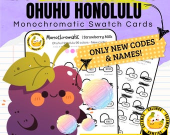 Ohuhu Honolulu 96 Pastel (New Codes Only) Marker Swatch Chart, New Codes Organizer (PDF Download)