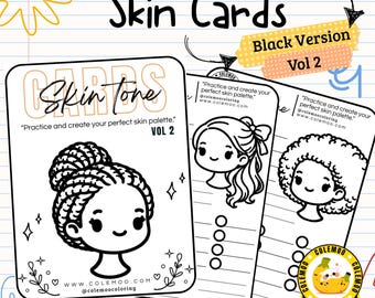 Skin Cards Vol. 2 BLACK OUTLINE | Printable Coloring Practice Cards