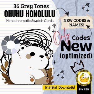 Ohuhu 36 GREY TONE Swatch Chart – New Codes Only | Marker Color Chart Printable | Honolulu Alcohol Marker Organizer