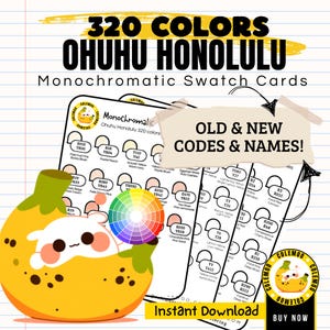 Ohuhu Honolulu 320 markörfärgkarta, gamla och nya koder, monokromatisk arrangör (utskrivbar PDF)